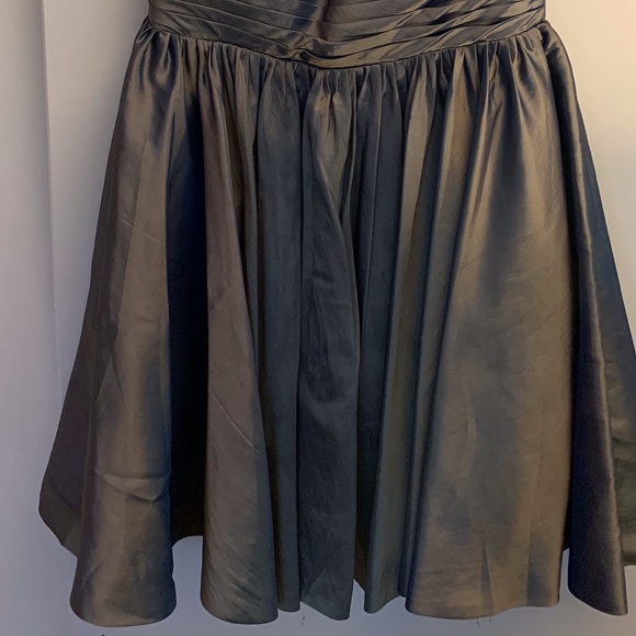 White Lace Bodice with Olive Green Satin Skirt - Picture 3 of 8